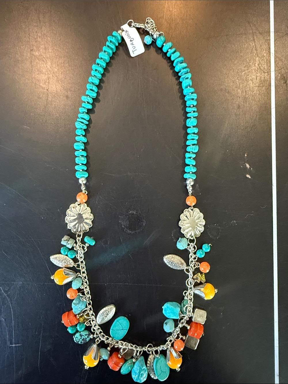Myra Bag Mesa Mosaic Turquoise Necklace in Sunburst Turquoise - Picture 5 of 6